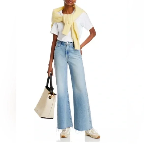 MOTHER Superior The Hustler Roller Fray Wide Leg Jeans I Confess - Picture 9 of 11